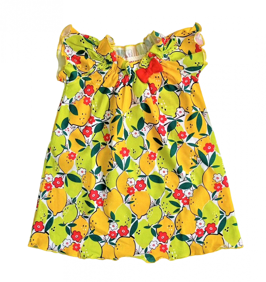Трикотажное платье для девочки Лимоны