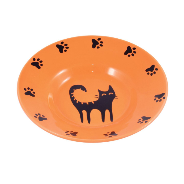 Миска для кошек Mr.Kranch блюдце керамическое оранжевое 140 мл