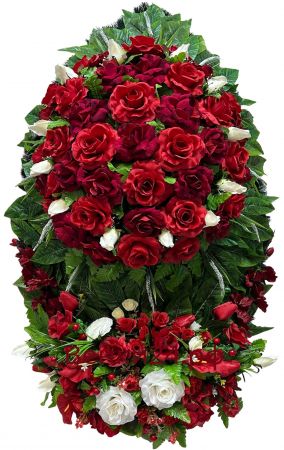 Фото Ритуальный венок из искусственных цветов - Премиум #3 Розы - Азалия - Гладиолус