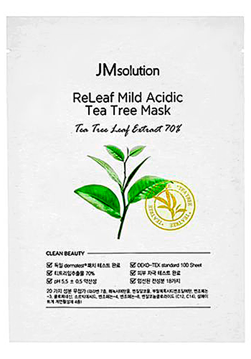 JMSOLUTION Маска тканевая с экстрактом чайного дерева. Releaf mild acidic tea tree mask, 30 мл.