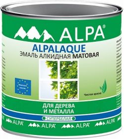 Эмаль для Дерева и Металла Alpa Alpalaque 0.5л Матовая, Алкидная, Белая / Альпа