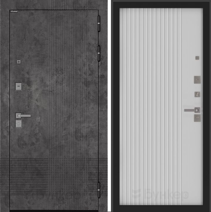 Дверь Входная Бункер BN-08 ХОМС Белый Софт рельеф, металлическая