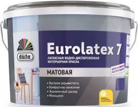 Краска для Стен и Потолков Dufa 10л Retail Eurolatex 7 Моющаяся, Матовая, Воднодисперсионная / Дюфа Евролатекс 7
