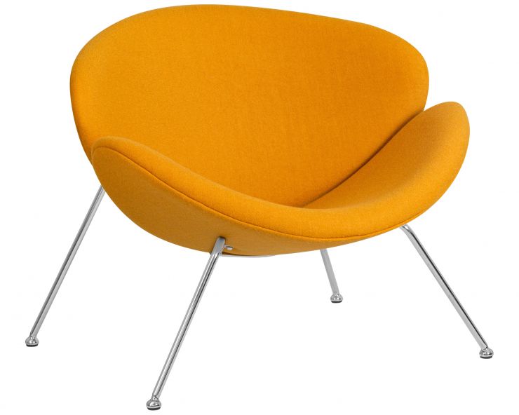 Кресло дизайнерское DOBRIN EMILY (желтая ткань AF13, хромированная сталь)