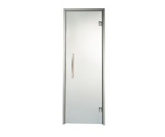 Дверь для хамама и сауны стеклянная Grandis Silver, прозрачное стекло, серебристый профиль