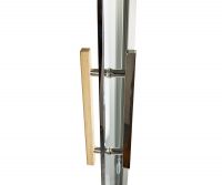 Дверь для хамама и сауны стеклянная Grandis Silver — прозрачная, серебристый профиль, 9х21 (880*2090)