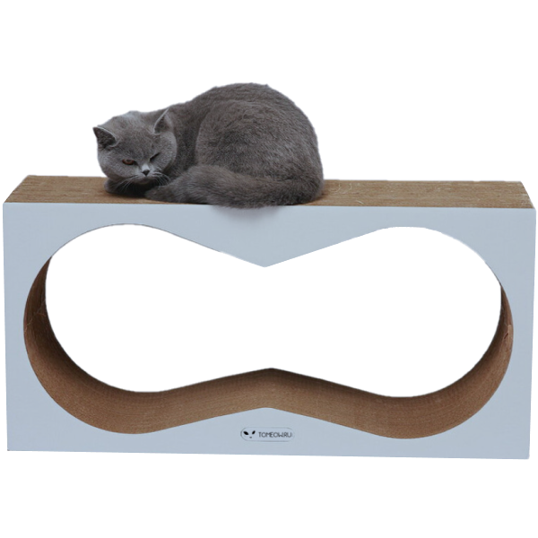 Когтеточка для кошек Тумяу Аквариум голубая с картонным ободком 77*37*22 см
