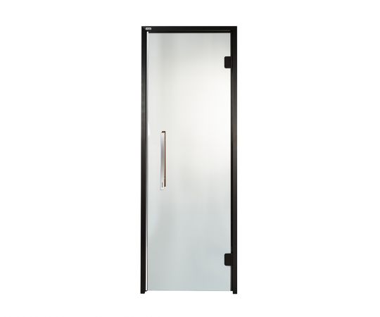 Дверь для хамама и сауны стеклянная Grandis Anodize Diamond Black,  прозрачная, черный профиль