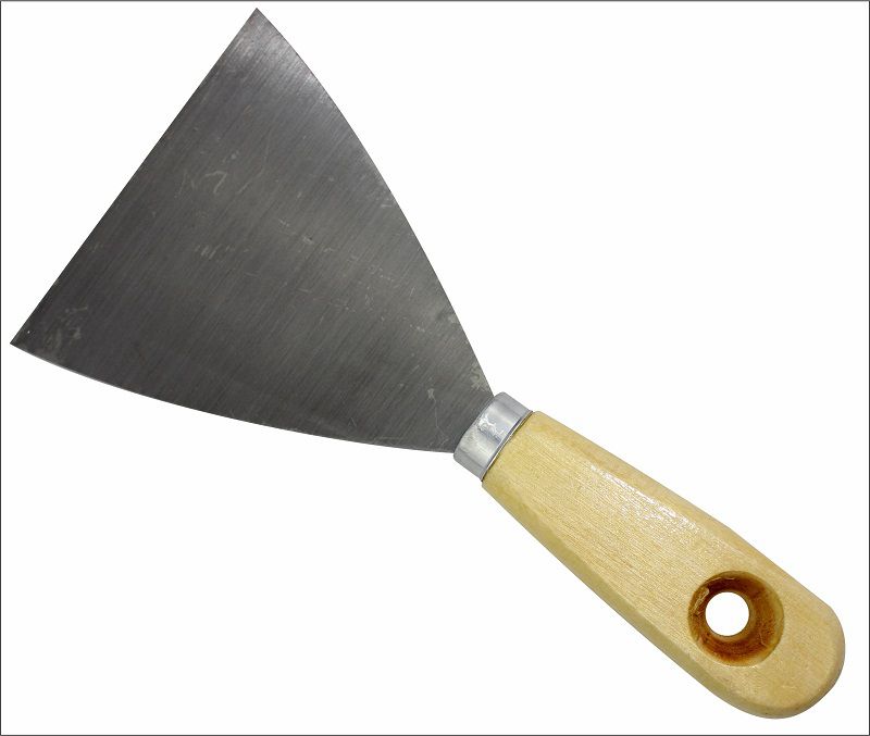 Шпательная лопатка деревянная рукоятка, пружинная сталь 100 мм