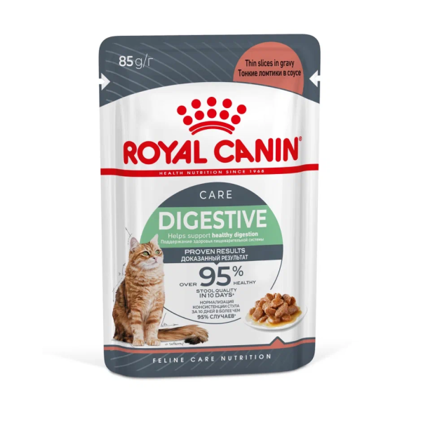 Влажный корм для кошек Royal Canin Digestive Care при чувствительном пищеварении тонкие ломтики в соусе 85 гр
