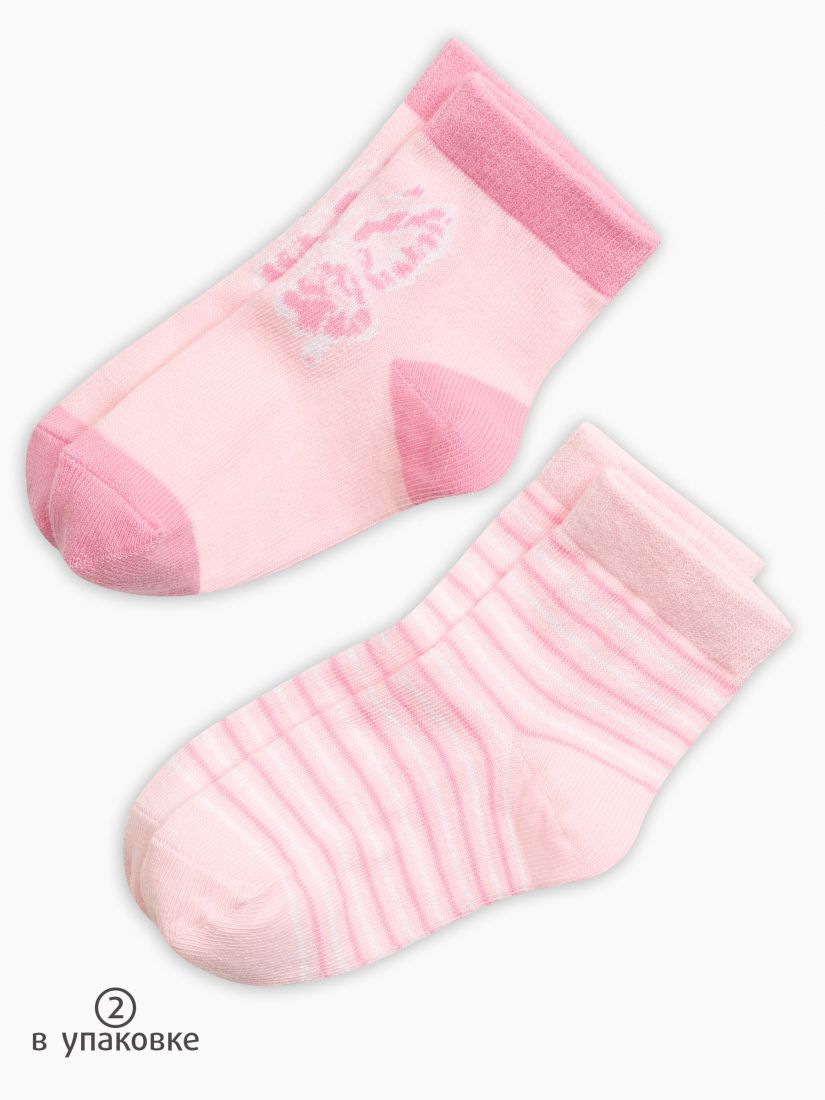 Носки для девочек розовые, 2 пары