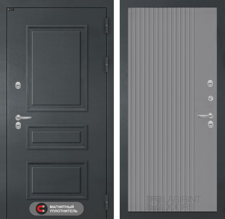 Дверь входная Лабиринт ATLANTIC 29 Серый софт рельеф металлическая
