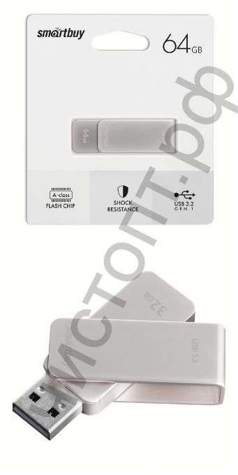 флэш-карта USB 3.0/3.2 Gen.1 Smartbuy 64GB M1 Metal Grey