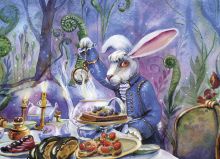 Почтовая открытка Белый  кролик