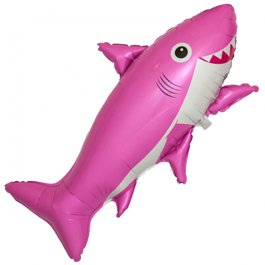 Акулья семейка Розовая акула шар фольгированный с гелием