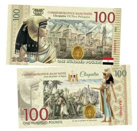 100 фунтов (pounds) — Клеопатра. Последняя царица Египта. Памятная банкнота. UNC Msh Oz