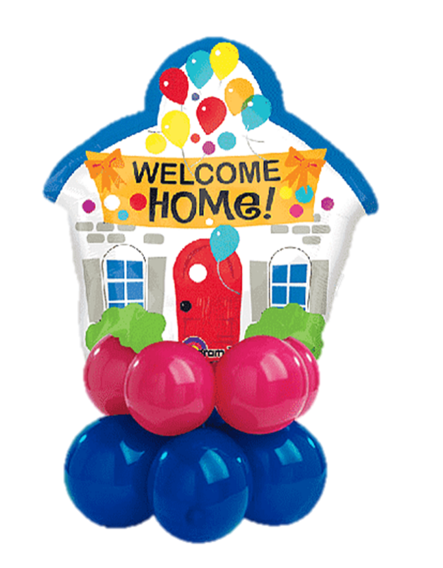 Добро пожаловать домой! Фигура на пьедестале из шаров