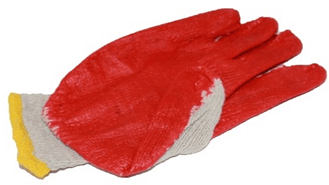 013 Перчатки рабочие, с резиновым покрытием. Цвет: Красный