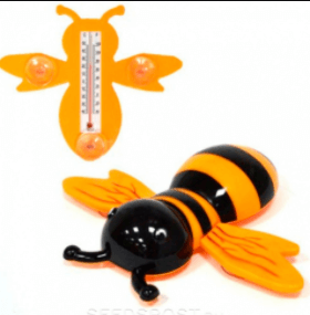 021 Термометр оконный, для крепления на стекало, сувенирный - пчела.