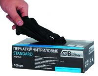 ADOLF BUCHER Перчатки нитриловые, черные СТАНДАРТ, без талька, размер L, уп.100шт