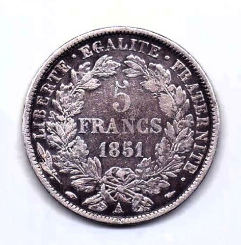 5 франков 1851 Франция Редкий год XF