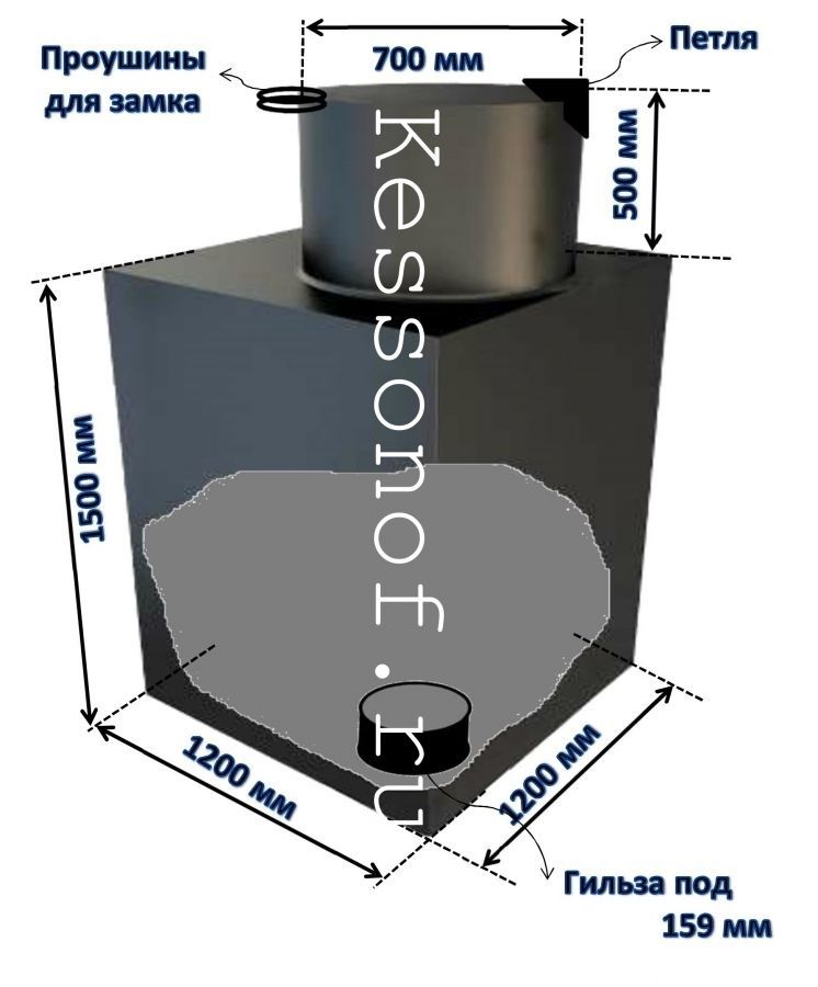 Кессон для скважины квадратный 4мм-1200ммх1200мм-2000мм