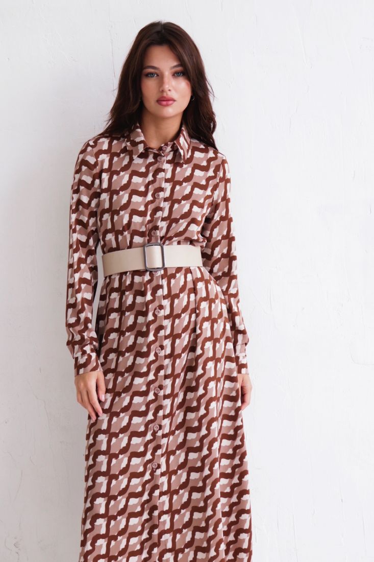 10622 Платье-рубашка удлинённое коричневое