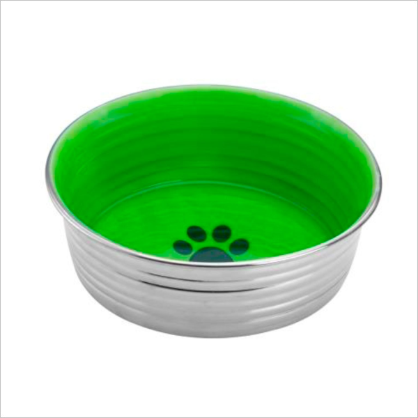 Миска для кошек и собак Mr.Kranch Cyclo зеленая из нержавеющей стали с керамическим покрытием 2.7 л