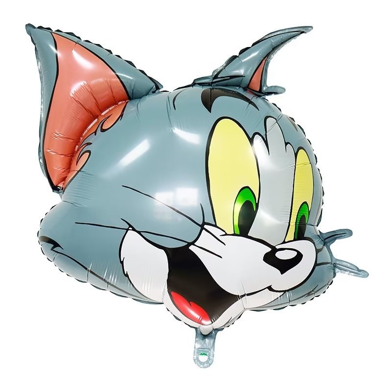 Кот Том голова фигурный шар фольгированный с гелием