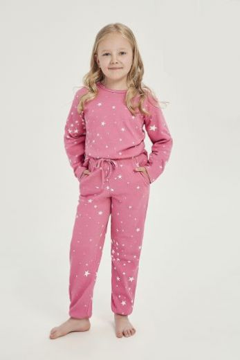 Пижама детская TARO Eryka 3030-3031-01, лонгслив и брюки, розовый