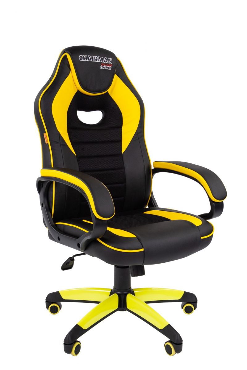 Кресло геймера CHAIRMAN GAME 16 (Эко-кожа чёрный/жёлтый)