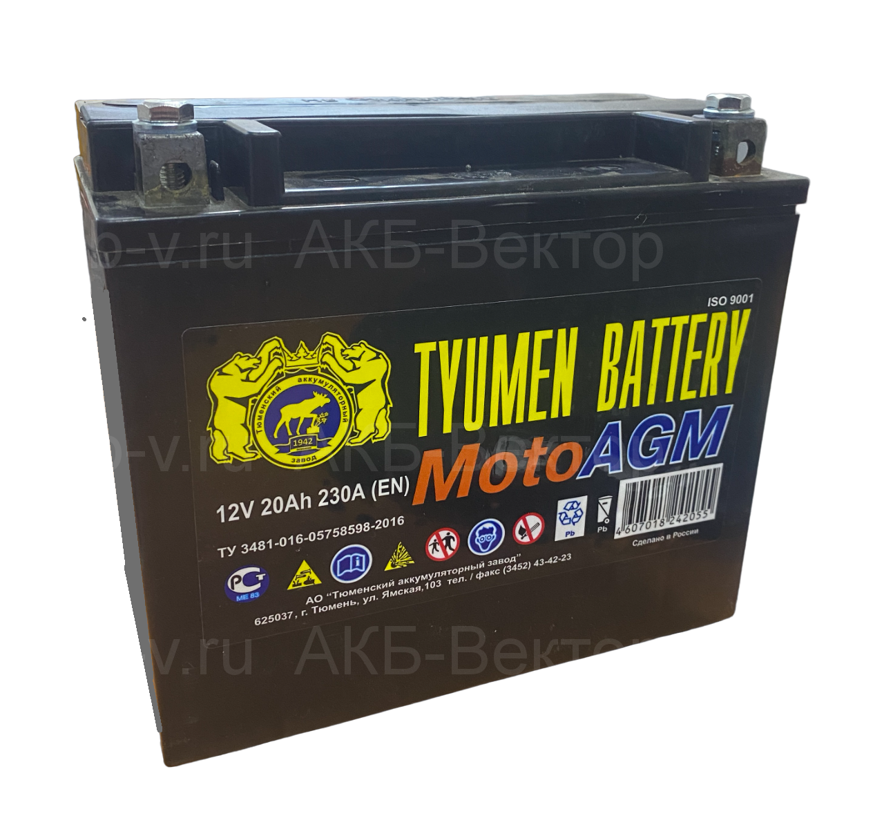 АКБ Tyumen Bettery 6мтс-20 YTX20L 20Ач AGM (23г)