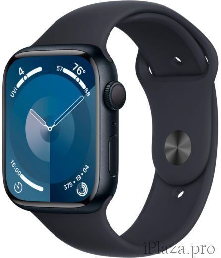 Apple Watch Series 9, корпус из алюминия цвета «тёмная ночь», спортивный ремешок цвета «тёмная ночь»