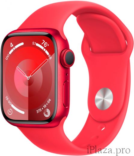 Apple Watch Series 9, корпус из алюминия цвета (PRODUCT)RED, спортивный ремешок цвета (PRODUCT)RED