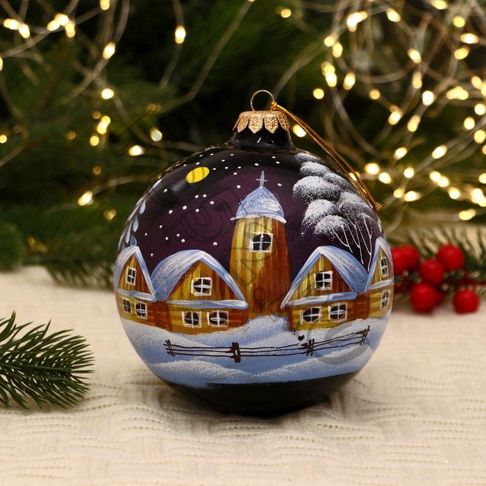 Ёлочный шар d-12 см "Ночь перед Рождеством" ручная роспись