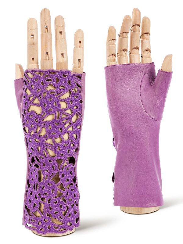 Женские фиолетовые перчатки ш/п F-0160 l.violet ELEGANZZA
