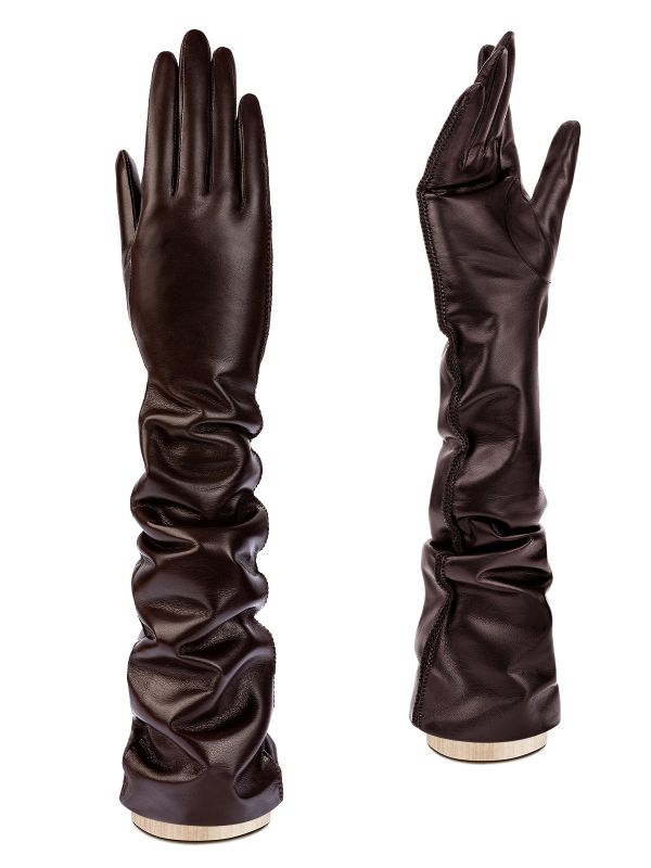 Длинные женские перчатки ш+каш. F-IS0073 d.brown ELEGANZZA