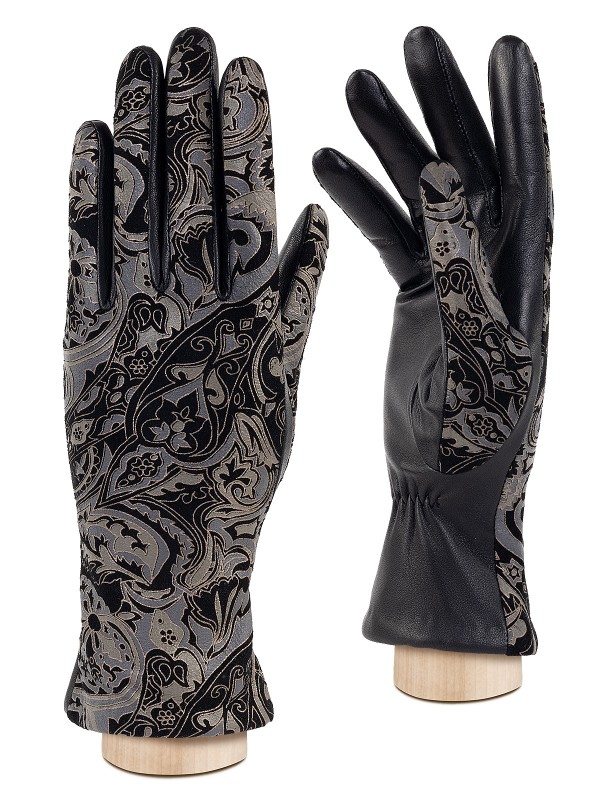 Перчатки женские ш+каш. IS00156 paisley black/bronze ELEGANZZA
