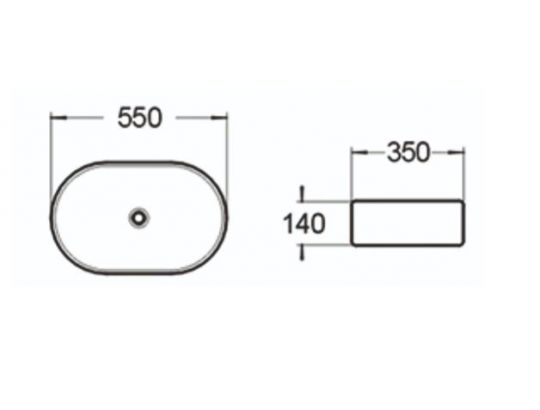 Керамическая накладная раковина SantiLine SL-1018 56 х 35 схема 2