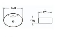 Керамическая накладная раковина SantiLine SL-1072 52 х 42 схема 2