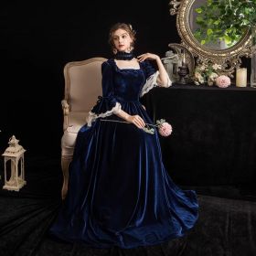 Историческое бальное платье придворной дамы эпохи Романтизма Синее