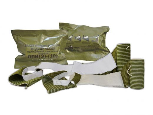 Пакет перевязочный медицинский индивидуальный, ППИ-1 с одной подушкой, ширина 15 см, с эластичным бандажом, 60 шт/упак