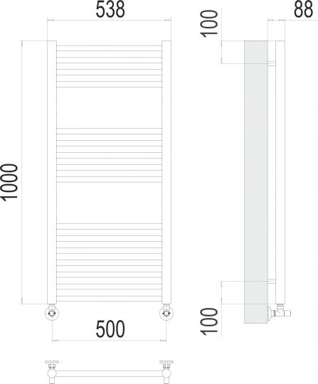 Водяной полотенцесушитель TERMINUS Альба П16 50х100 схема 3