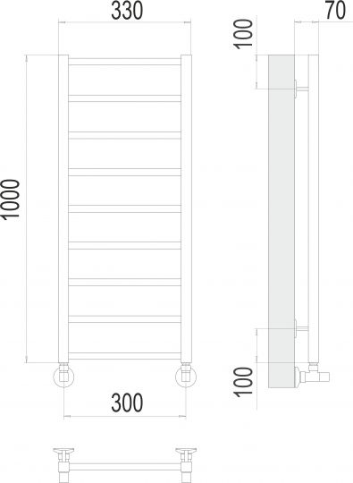 Полотенцесушитель водяной TERMINUS Контур П9 30х100 схема 3