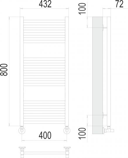Полотенцесушитель водяной TERMINUS Аврора П16 40х80 схема 3