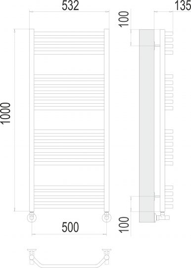 Полотенцесушитель электрический TERMINUS Виктория П20 50х100 схема 3