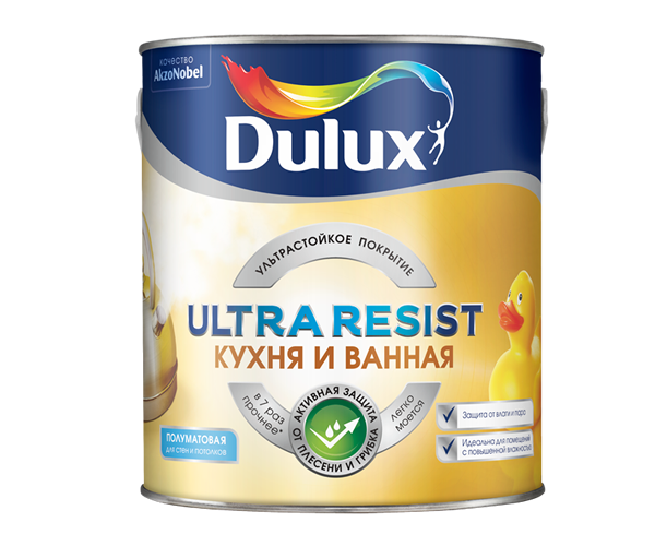 Dulux Ultra Resist  Кухня и ванная ультрастойкая краска для влажных помещений матовая