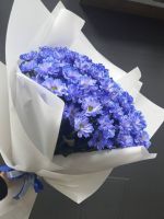 Букет из 15 синих хризантем