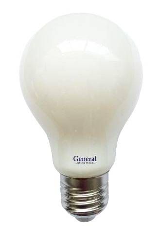 Светодиодная лампа General ЛОН A60 E27 8W(670lm) 4500K 4K 60x105 филамент (нитевидная) матовая 649933