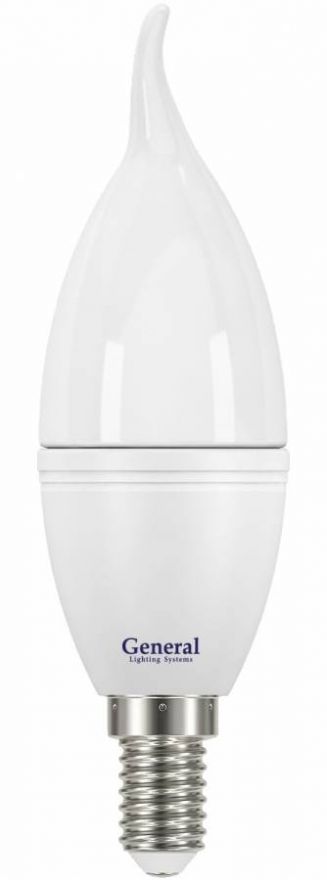 Светодиодная лампа General Свеча на ветру E14 7W(540lm)  2700K 2K 35x125 пластик/алюм 648800